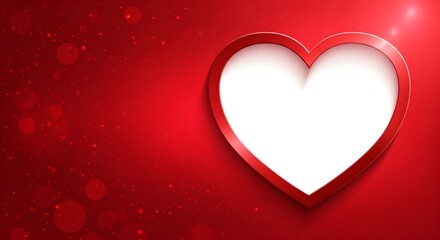 A vibrant red background with a prominent white heart frame perfect for romantic messages or special occasions