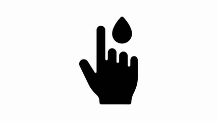 Obraz premium Blood Glucose Finger Prick Silhouette Vector – Black Icon Depicting Diabetes Testing with Droplet Above Index Finger for Medical Monitoring and Health Education