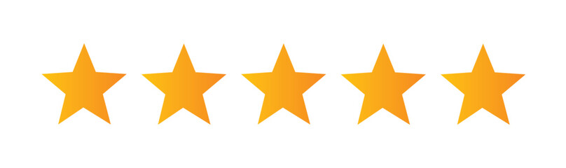 Obraz premium Set of five golden star rating icons for customer feedback and review 