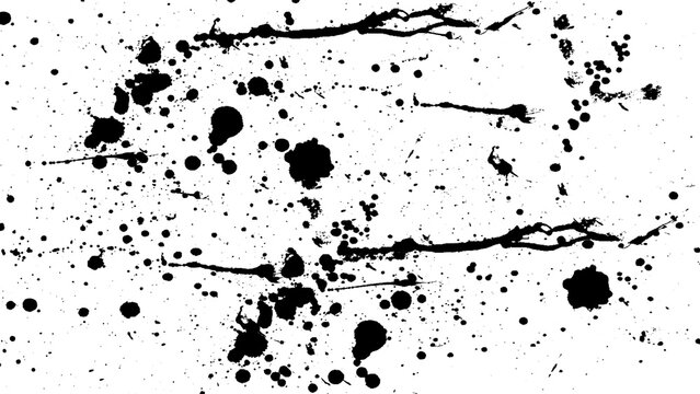 Hand drawn black ink splatter and paint drips grunge texture isolated
