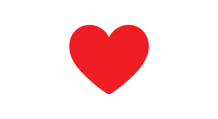 A vibrant solid red heart shape is prominently displayed against a stark white background creating a striking visual contrast a silhouette © Pvect02