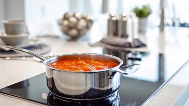 Tomatensosse in einem Kochtopf