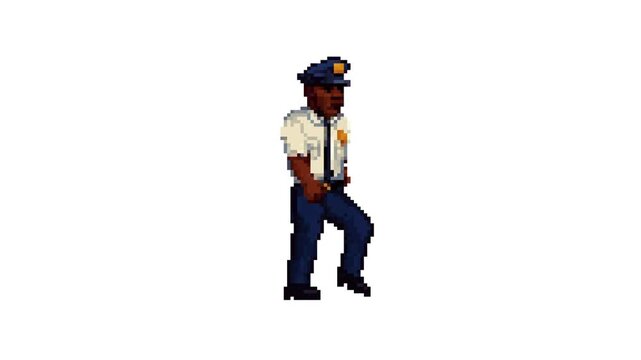 Police Walk Animation 8bit Pixel Art Character