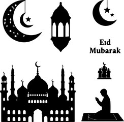 Taj Mahal vector illustration mosque silhouette