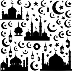 Vector illustration of Islamic mosque with dome and architecture design