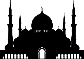 Silhouette of mosque in Istanbul at night vector illustration