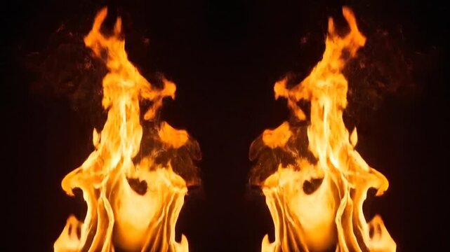 Intense orange fire motion on dark empty center