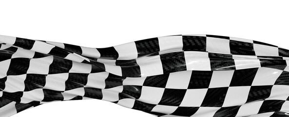 Obraz premium Dynamic image of a checkered flag waving in the wind. Symbol of speed, victory, race finish and celebration. Perfect for