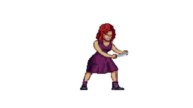 Lady Knife Triple Stab Attack Animation 8bit Pixel Art Character