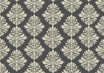 Fototapeta premium Damask seamless pattern element. Vector classical luxury old fashioned damask ornament, royal victorian seamless texture for wallpapers, textile, wrapping. Vintage exquisite floral baroque template.
