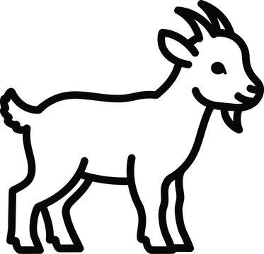 A simple line drawing of a goat