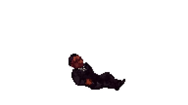 Agent Fall and Get Up Animation 8bit Pixel Art Character