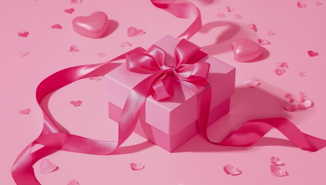 pink heart with ribbon
