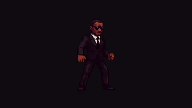 Agent Idle Animation 8bit Pixel Art Character with Transparent Background