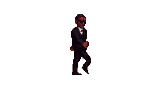 Agent Walk Animation 8bit Pixel Art Character