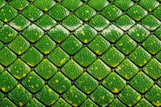 Green Tree Python Skin Scales Seamless Pattern. Python skin texture isolated. Close-up green tree python scales. Reptile skin python pattern texture. Detailed python skin close-up. Exotic reptile.