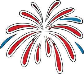 Fototapeta premium Vibrant red and blue firework bursting in the night sky Vector