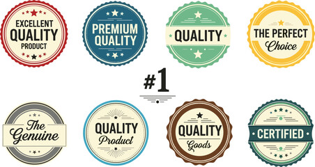 Obraz premium Vintage Premium Quality Badges and Labels Vector Set with Retro Seals and Gold Stamps