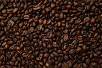 Coffee Beans Roasted Background Top View