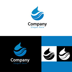 Wave Flame Logo | Energy Water Logo Design | Abstract Blue Fluid Logo