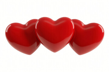 Fototapeta premium Shiny red hearts row, Romantic love heart composition