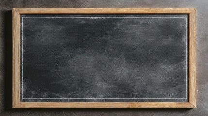 The Chalkboard with Wooden Frame Empty Slate for Rustic Classroom or Menu Background