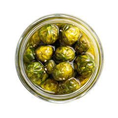 Capers Pickled or canned capers Top view. Flat lay isolated on transparent background.