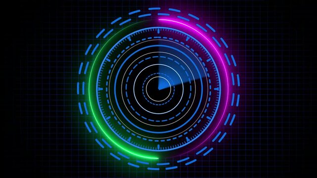 Technology radar screen lime green animation. abstract beautiful technology a grid simple background 4k video...