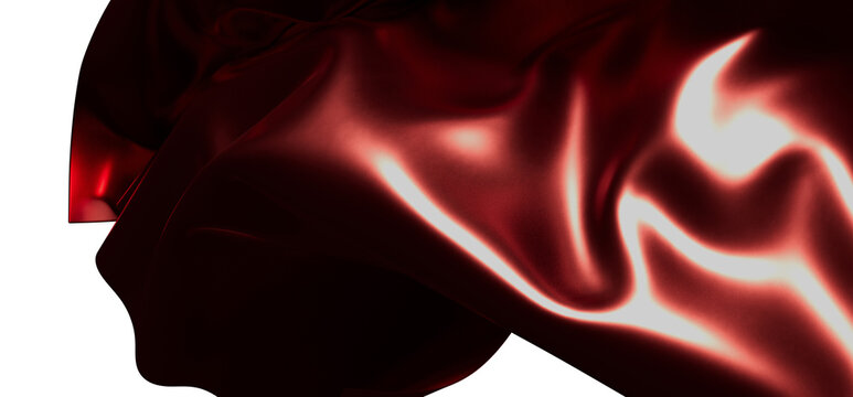 Elegant abstract image of red silk cloth. Light plays across the fabric, creating dramatic shadows and highlights. A sen