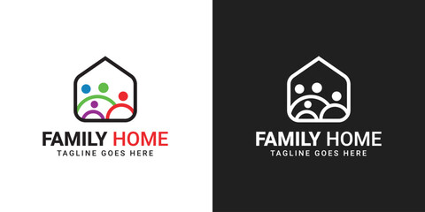 Family Home Logo Design with House and People Icon