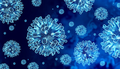 Obraz na płótnie Canvas Nipah Virus or henipavirus as an outbreak and Disease spread as a a zoonotic pathogen transmitted to humans from wild and domestic animals.