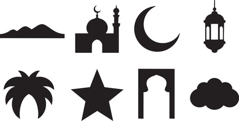 Islamic ramadan icons and symbols