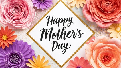 A vibrant mother s day greeting card surrounded by colorful flowers