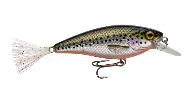 Fishing lure crankbait minnow bait bass trout walleye predator fishing tackle gear equipment for anglers, isolated on white or transparent background. PNG