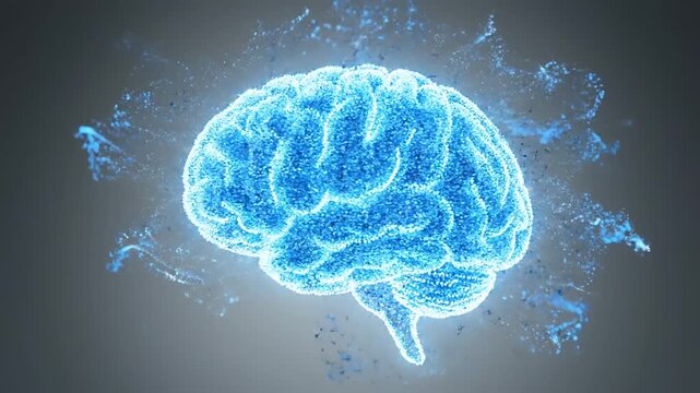 Explosive Brain Visualization, Science Concept, Digital Art, Abstract Design, Blue Environment, adobepremiumvideo