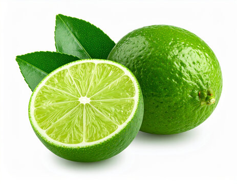 Frische Limette Bl&auml;ttern auf wei&szlig;em Hintergrund