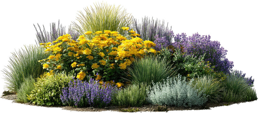 Colorful flower bed with various plants
