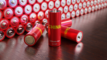 Lithium Ion batteries with the text China