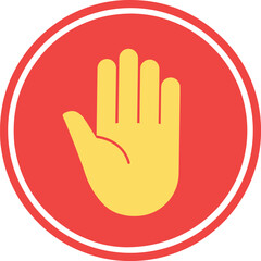 Obraz premium Stop Hand Icon - Yellow Hand in Red Circle