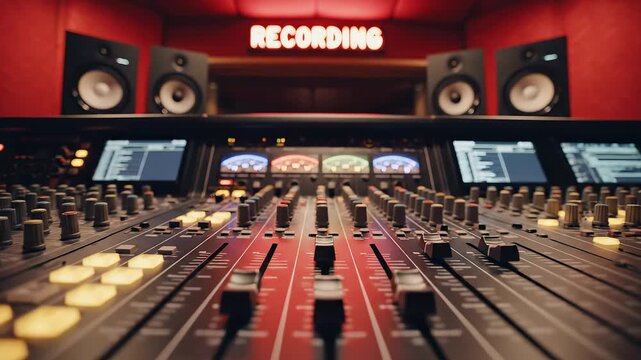 Recording studio equipment in action