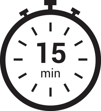 15 minute timer, clock, icon vector stopwatch isolated icons. countdown timer symbol.