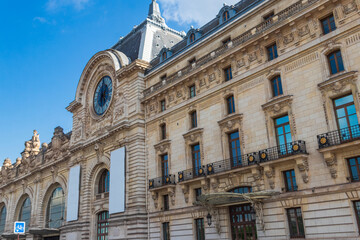 Fototapeta premium Facade of the Orsay museum (Musee d'Orsay) housed in the former Gare d'Orsay, a Beaux-Arts railway station built from 1898 to 1900 in Paris, France