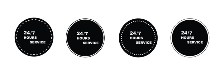 Fototapeta premium 24/7 set icons . 24 hours 7 days in week service . Always open icon