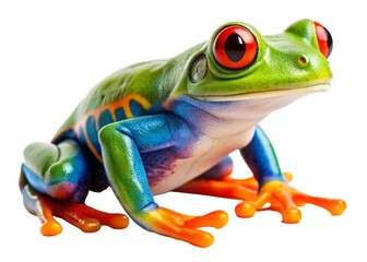 Obraz premium Colorful tree frog close-up isolated on white background