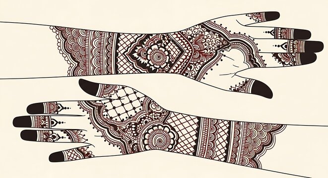 Intricate Mehndi Designs on Female Hands.