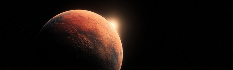 Mars planet with a sunrise