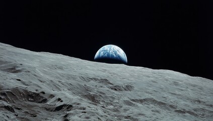 Earth rising above the lunar surface (1)
