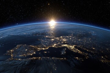 Earth's sunrise over Europe