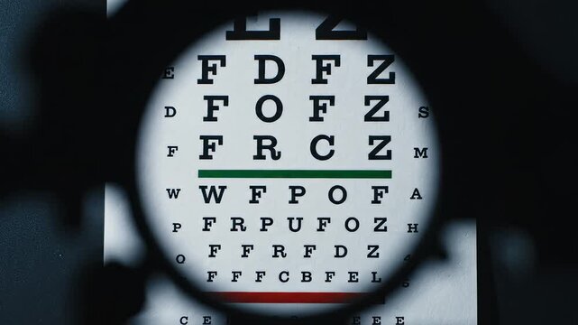 Eye chart through magnifying glass