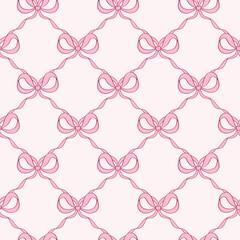 Seamless Pattern with pink bows 